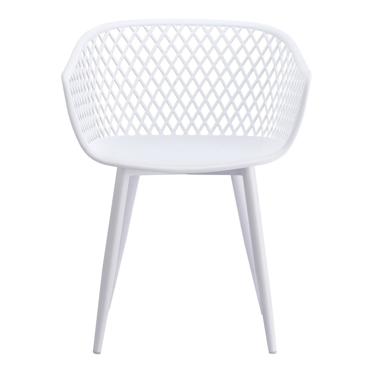 Set of Two White Heavy Duty Plastic Outdoor Stacking Dining Chairs