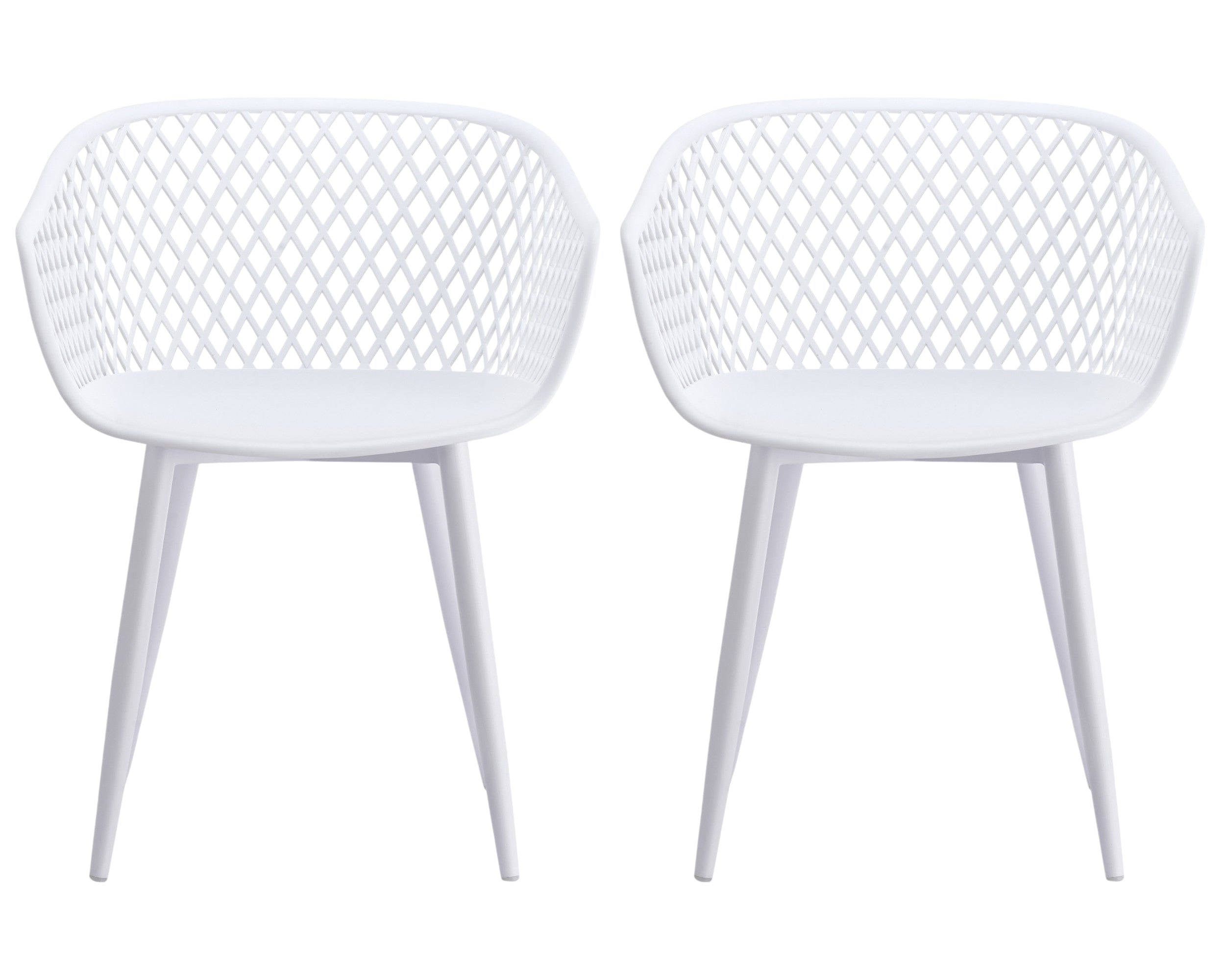 Set of Two White Heavy Duty Plastic Outdoor Stacking Dining Chairs