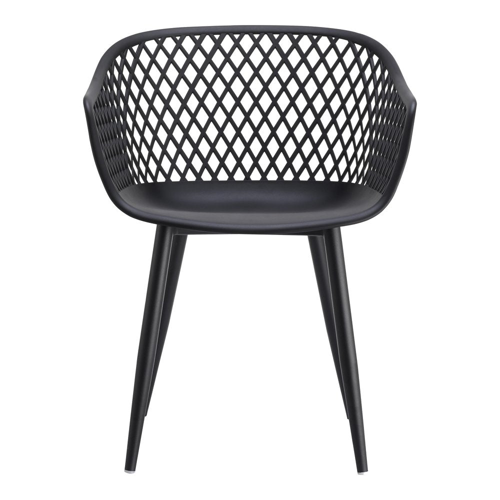 Set of Two Black Heavy Duty Plastic Outdoor Stacking Dining Chairs