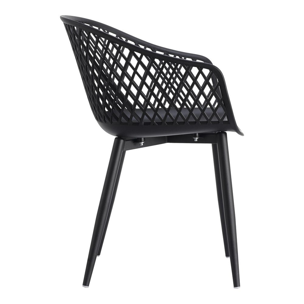 Set of Two Black Heavy Duty Plastic Outdoor Stacking Dining Chairs
