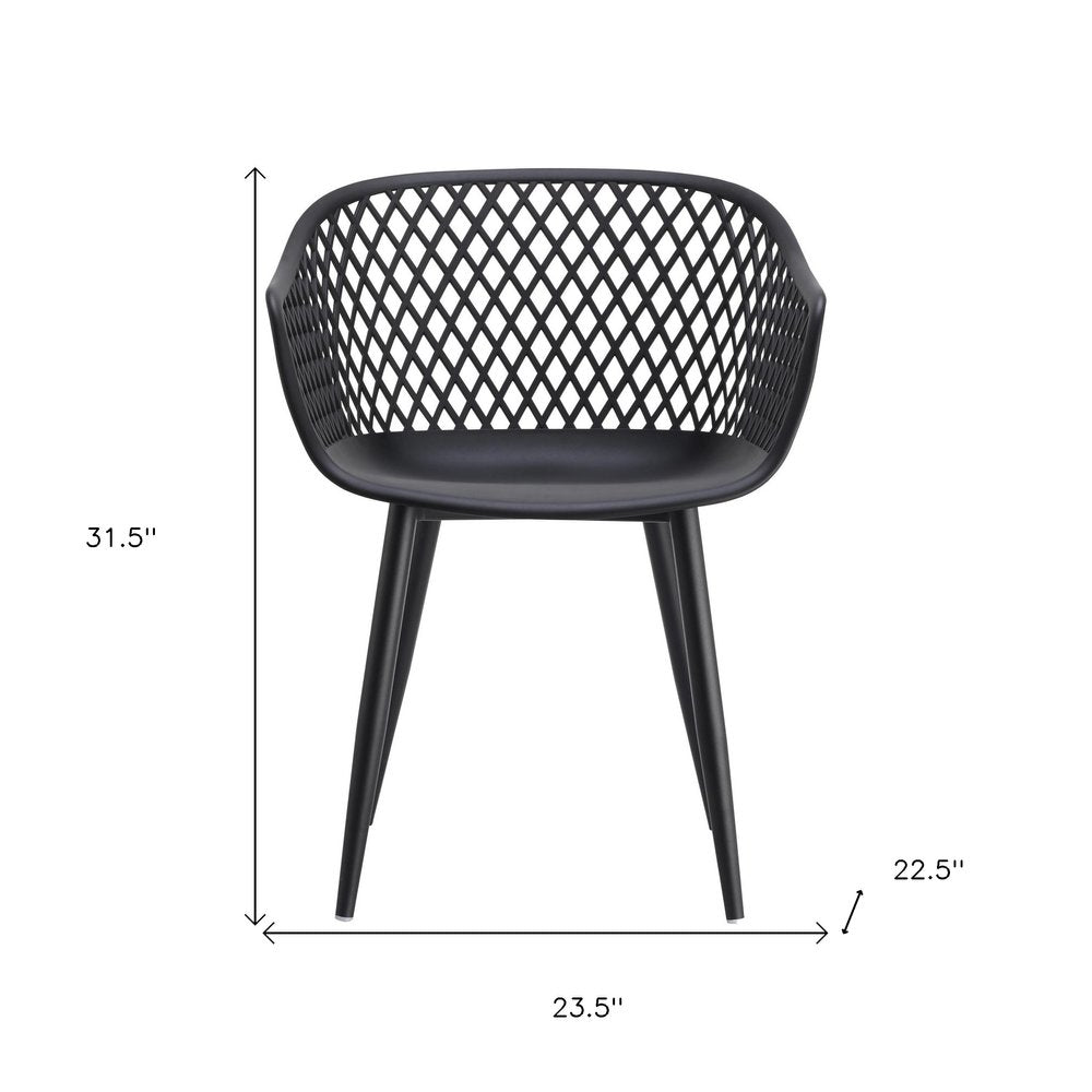 Set of Two Black Heavy Duty Plastic Outdoor Stacking Dining Chairs