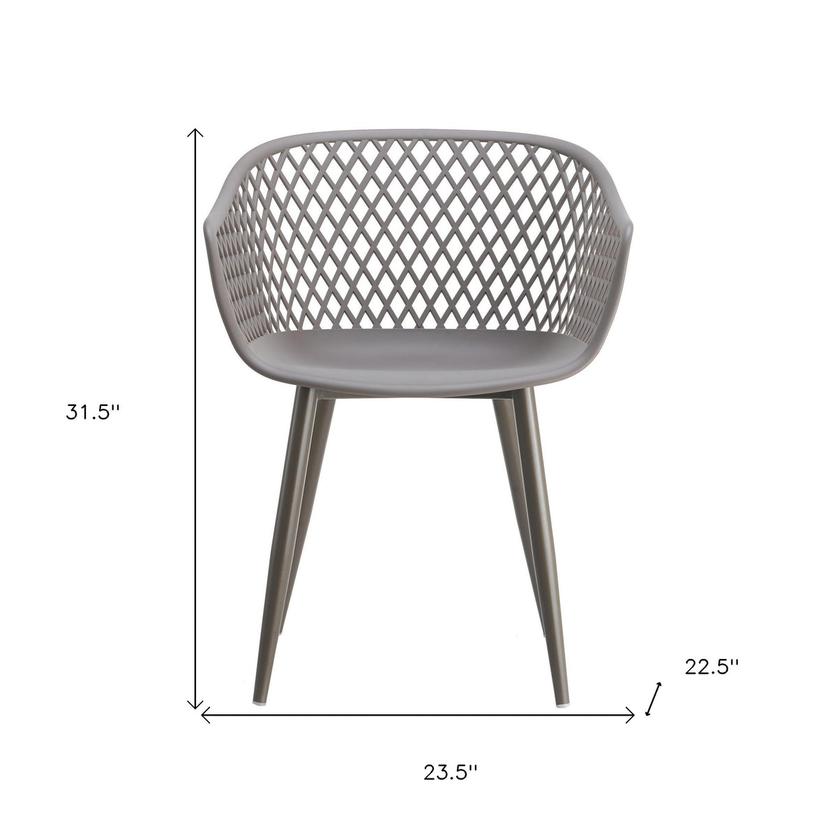 Set of Two Gray Heavy Duty Plastic Outdoor Stacking Dining Chairs