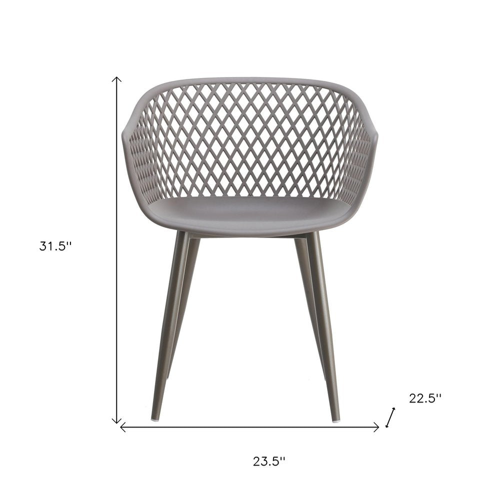 Set of Two Gray Heavy Duty Plastic Outdoor Stacking Dining Chairs