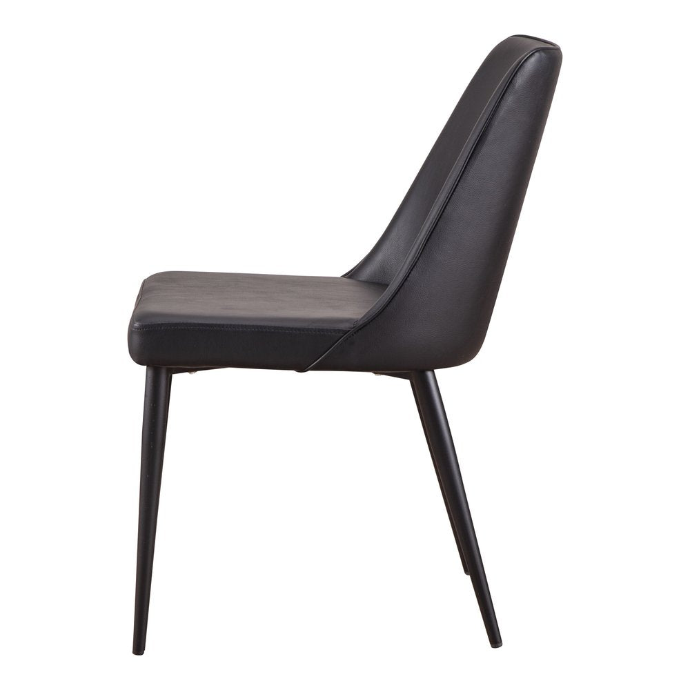 Set of Two Black Faux Leather Dining Side Chairs