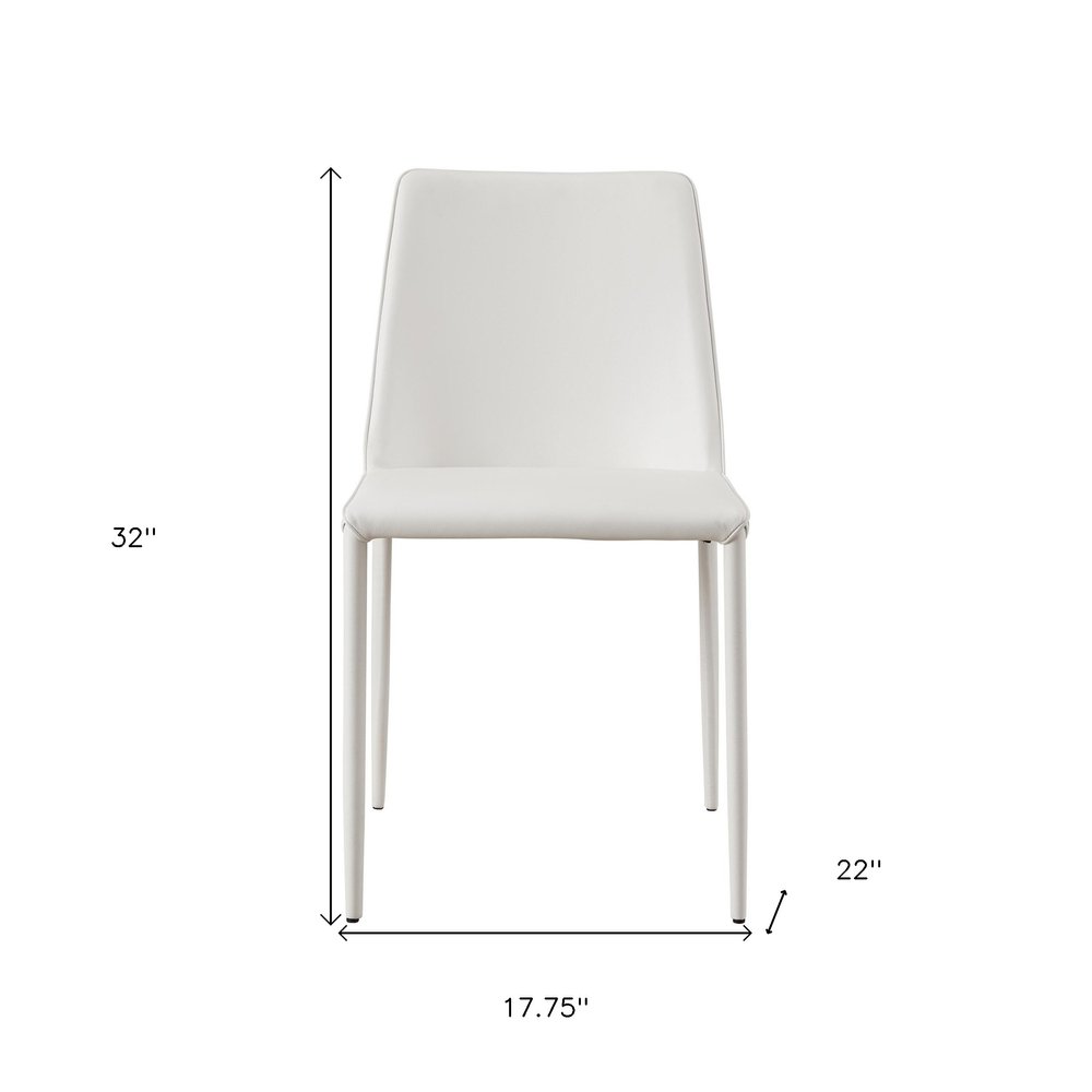 Set of Two White Faux Leather And Iron Dining Side Chairs