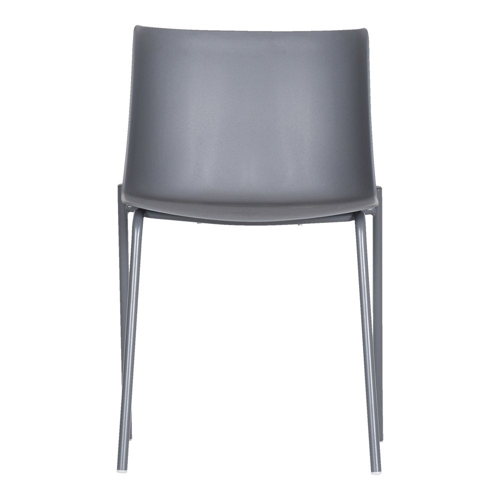 Set of Two Gray Steel and Heavy Duty Plastic Dining Side Chairs