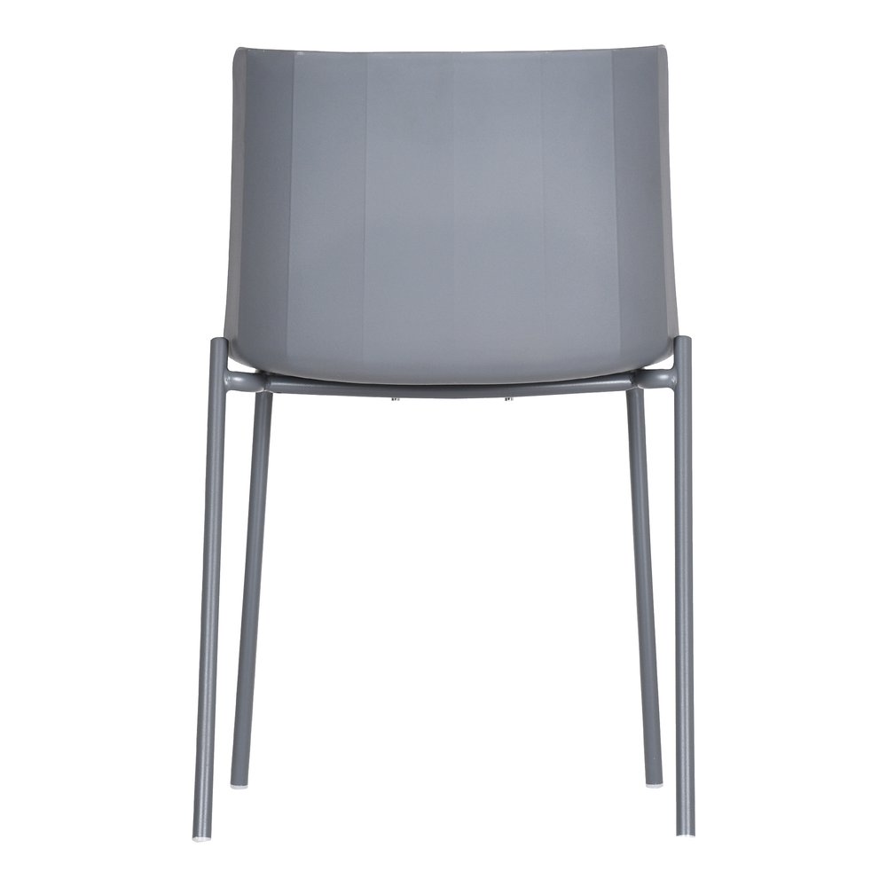 Set of Two Gray Steel and Heavy Duty Plastic Dining Side Chairs