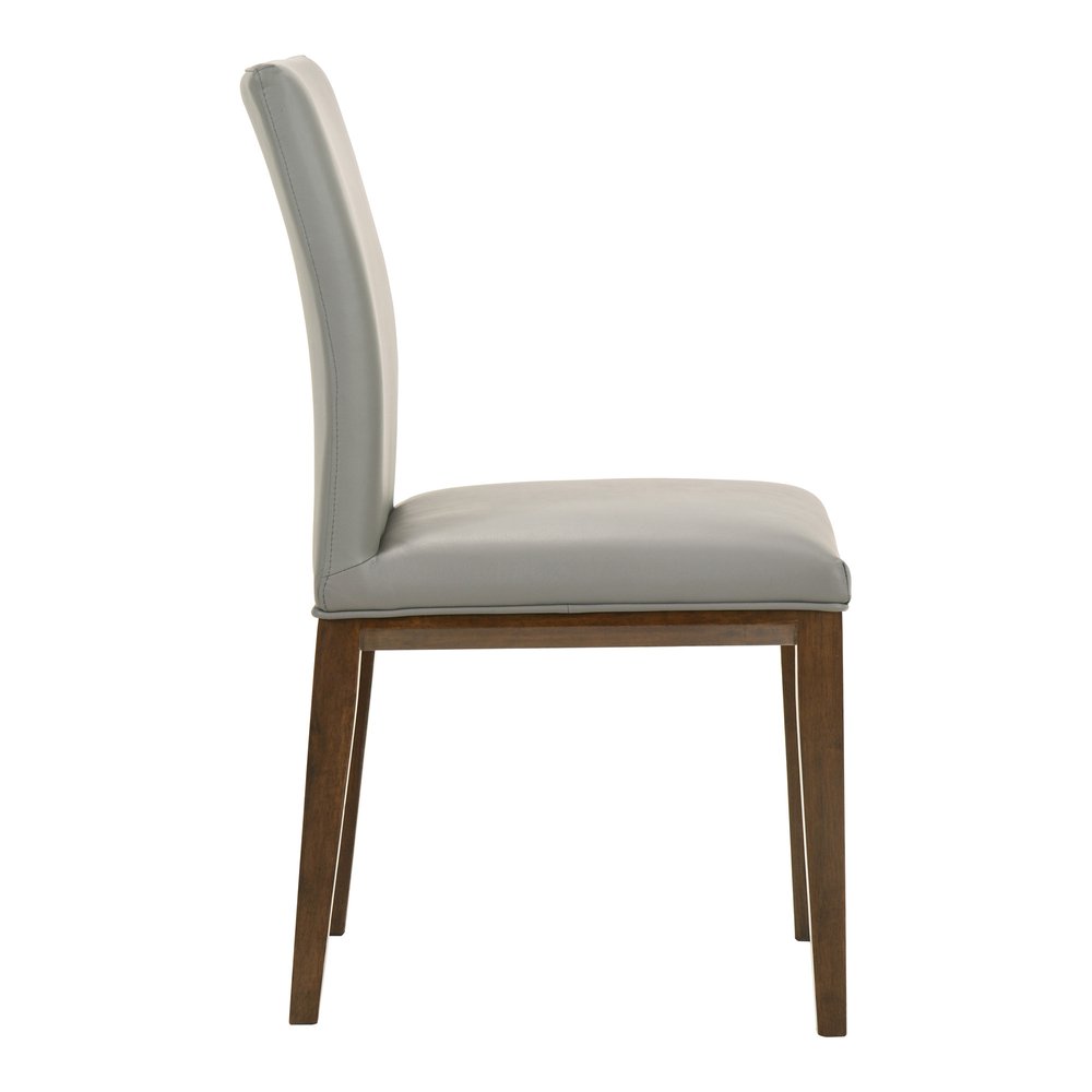 Set of Two Gray and Brown Leather Dining Side Chairs