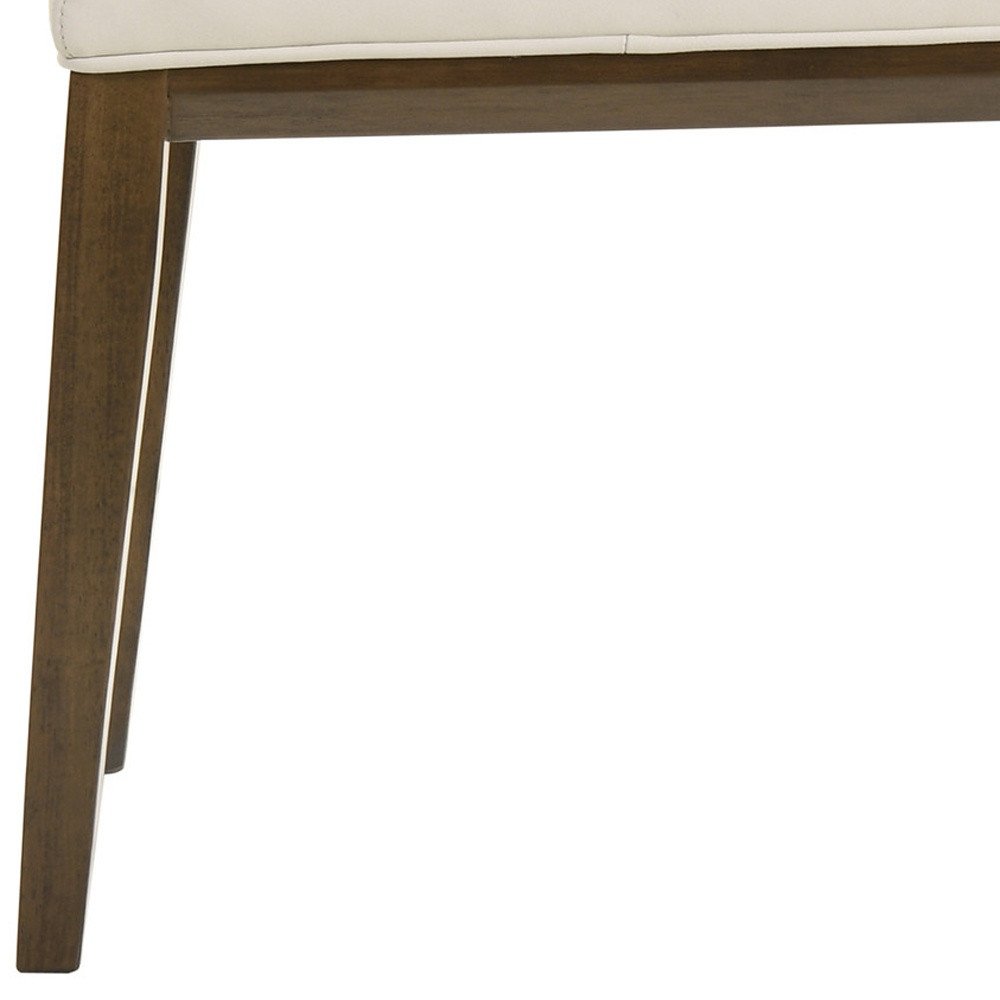Set of Two White and Brown Leather Dining Side Chairs