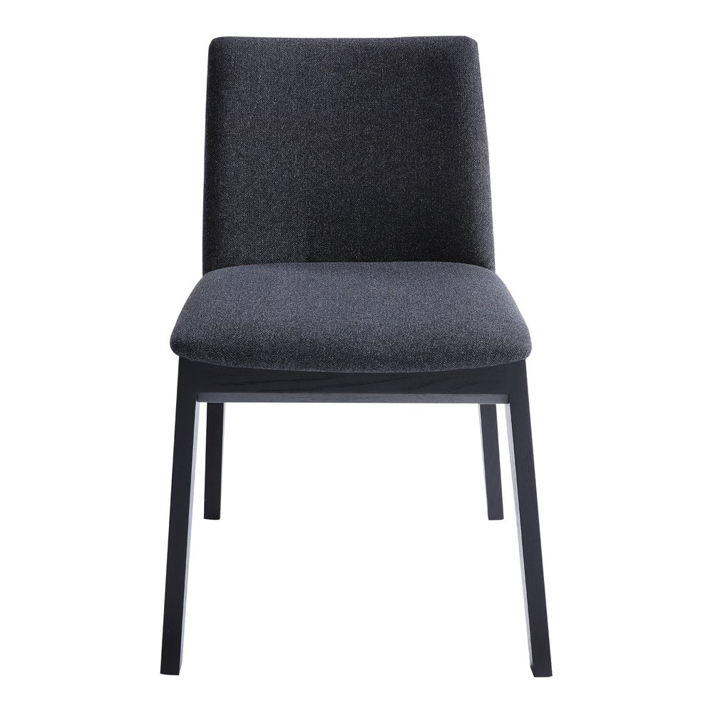 Set of Two Charcoal and Black Fabric Dining Side Chairs