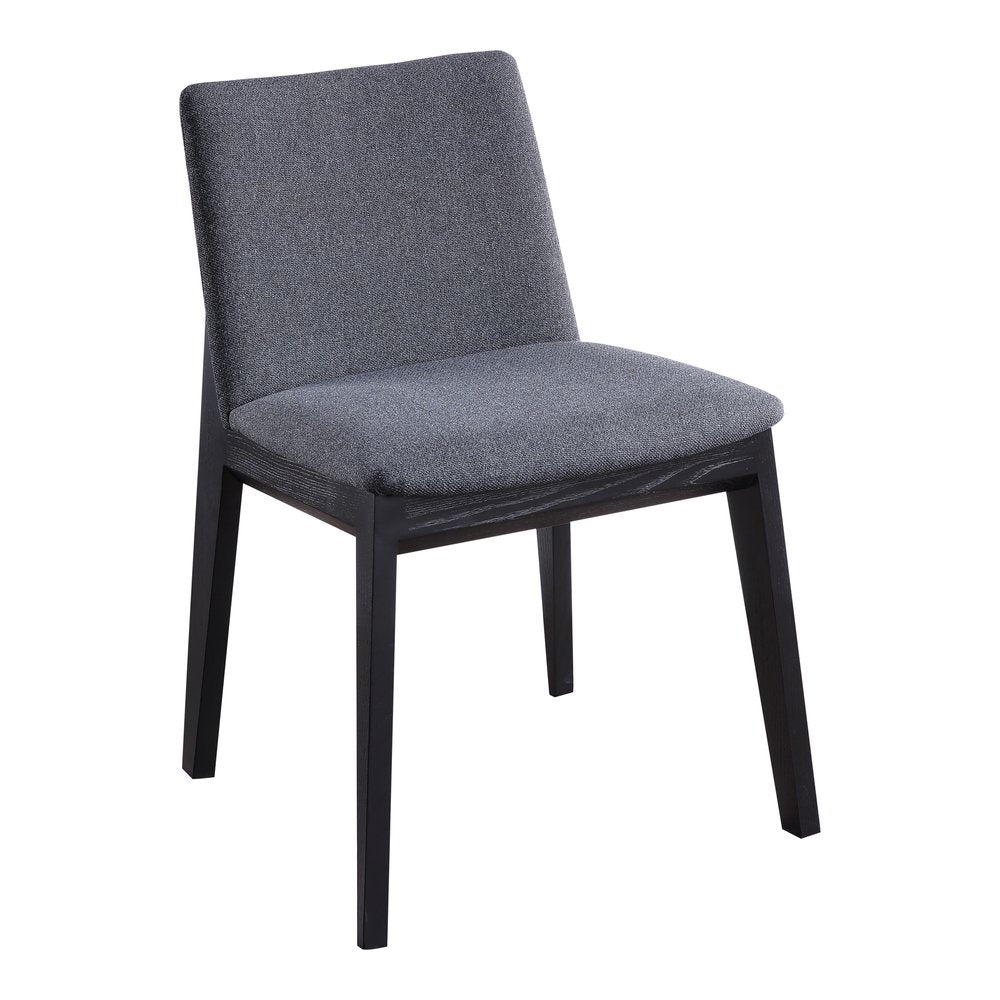 Set of Two Charcoal and Black Fabric Dining Side Chairs