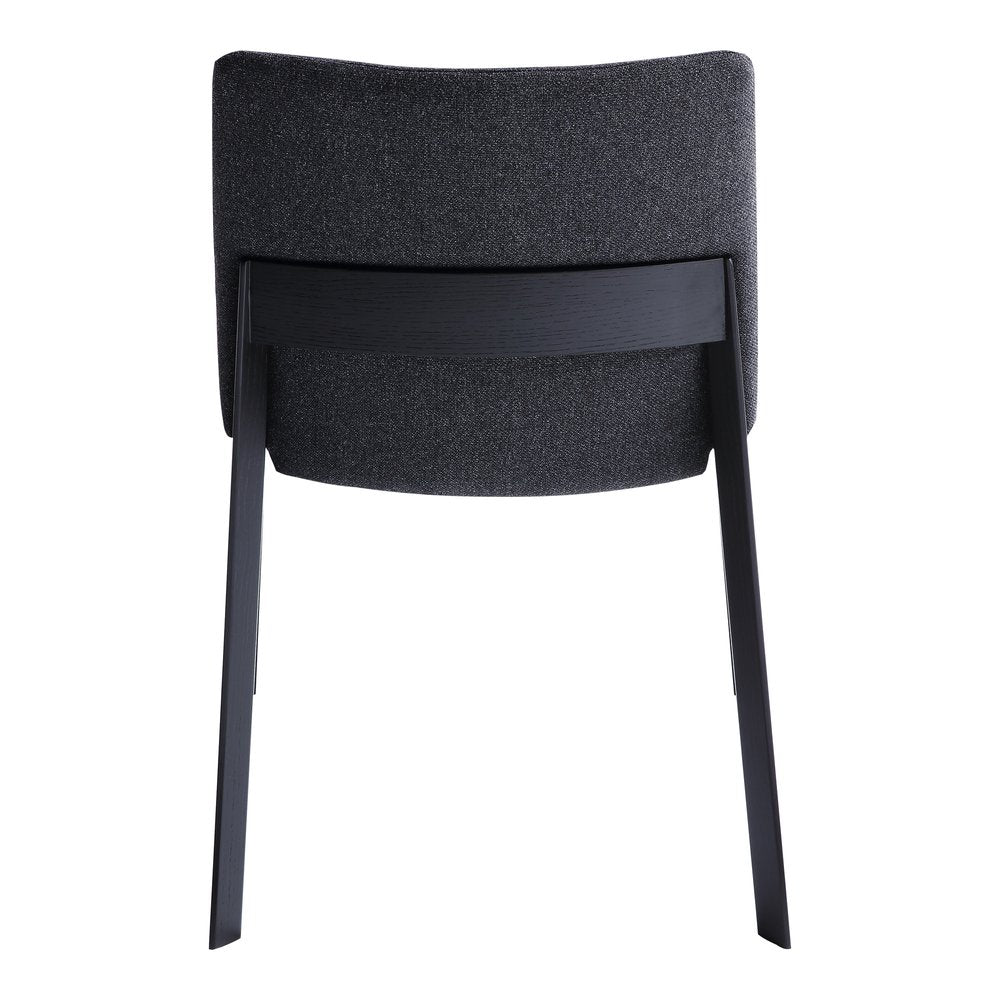 Set of Two Charcoal and Black Fabric Dining Side Chairs