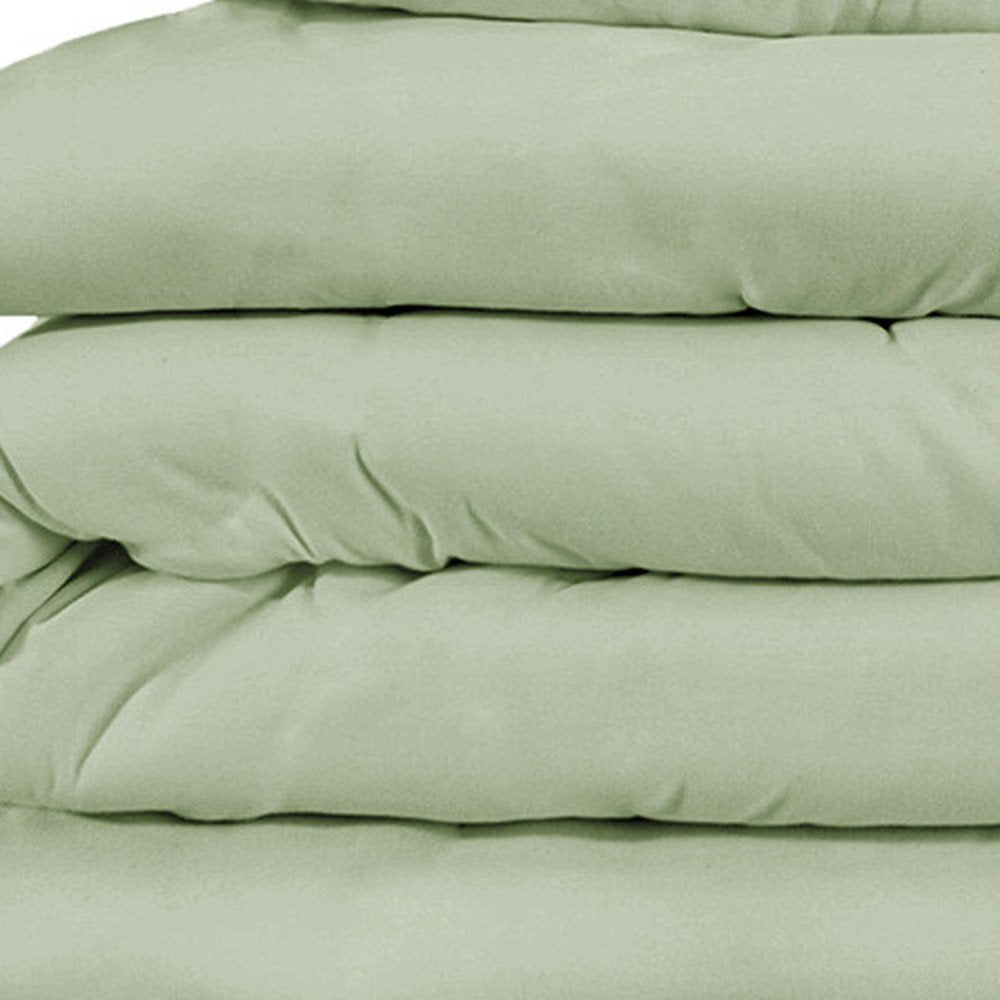 Green King Cotton Blend Washable Duvet Cover Set With Two Shams