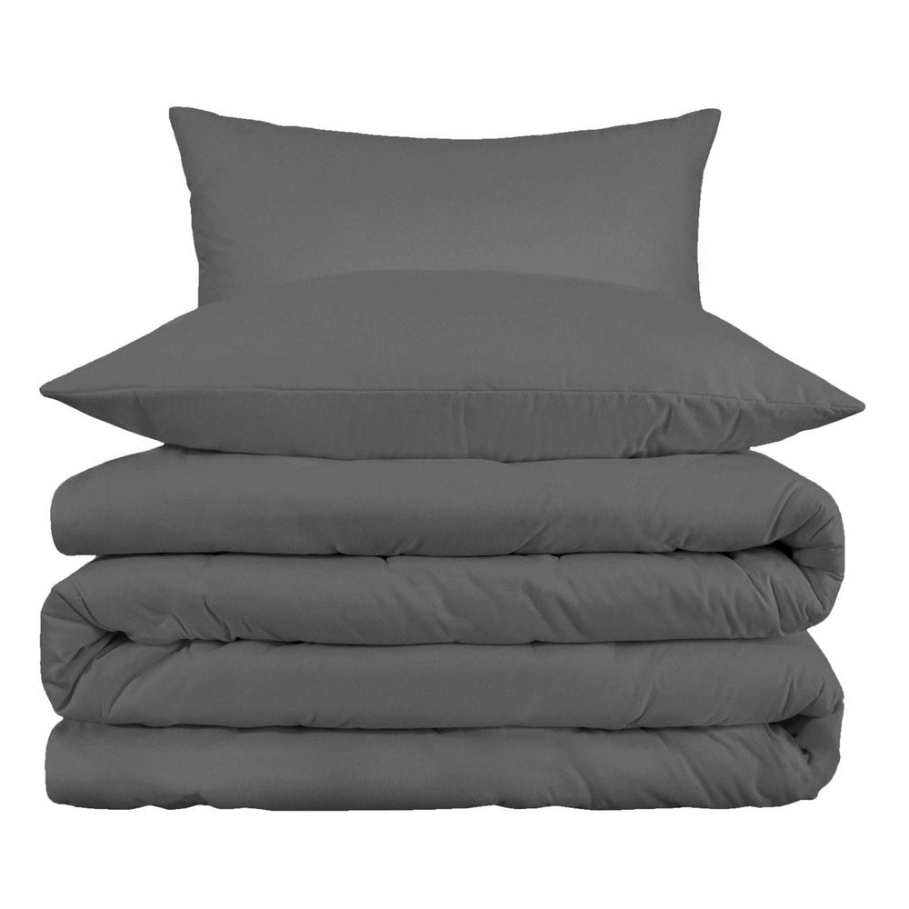 Gray King Cotton Blend Washable Duvet Cover Set