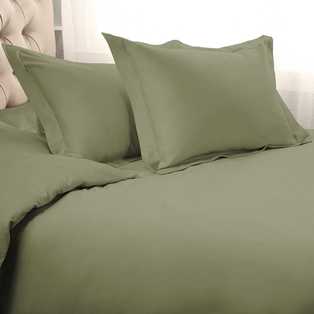 Sage King Cotton Washable Duvet Cover Set With Two Shams