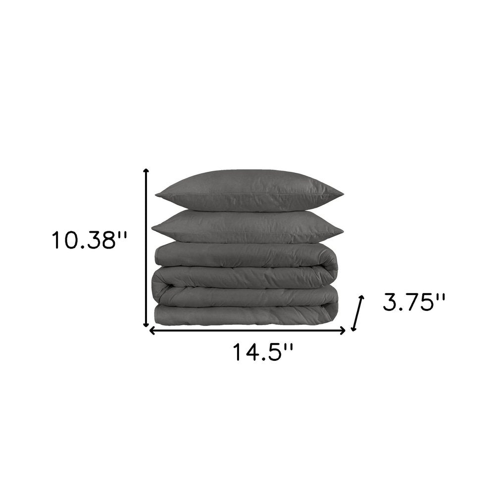 Charcoal Queen Cotton Washable Duvet Cover Set