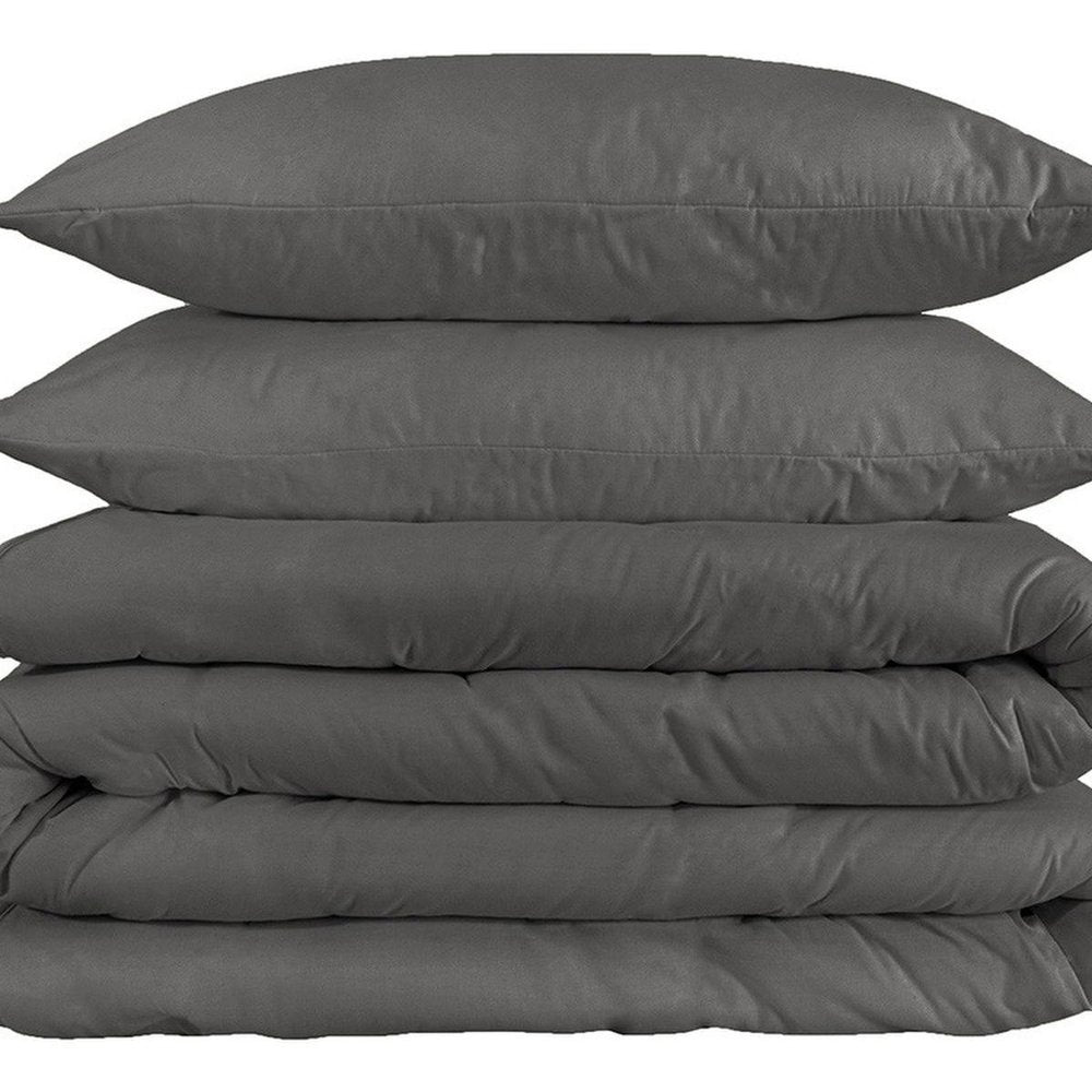 Charcoal Queen Cotton Washable Duvet Cover Set