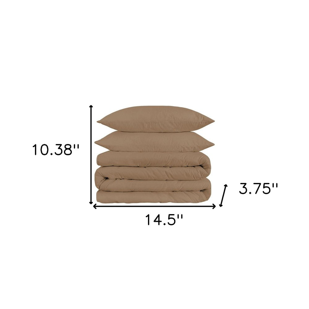 Taupe Queen Cotton Washable Duvet Cover Set