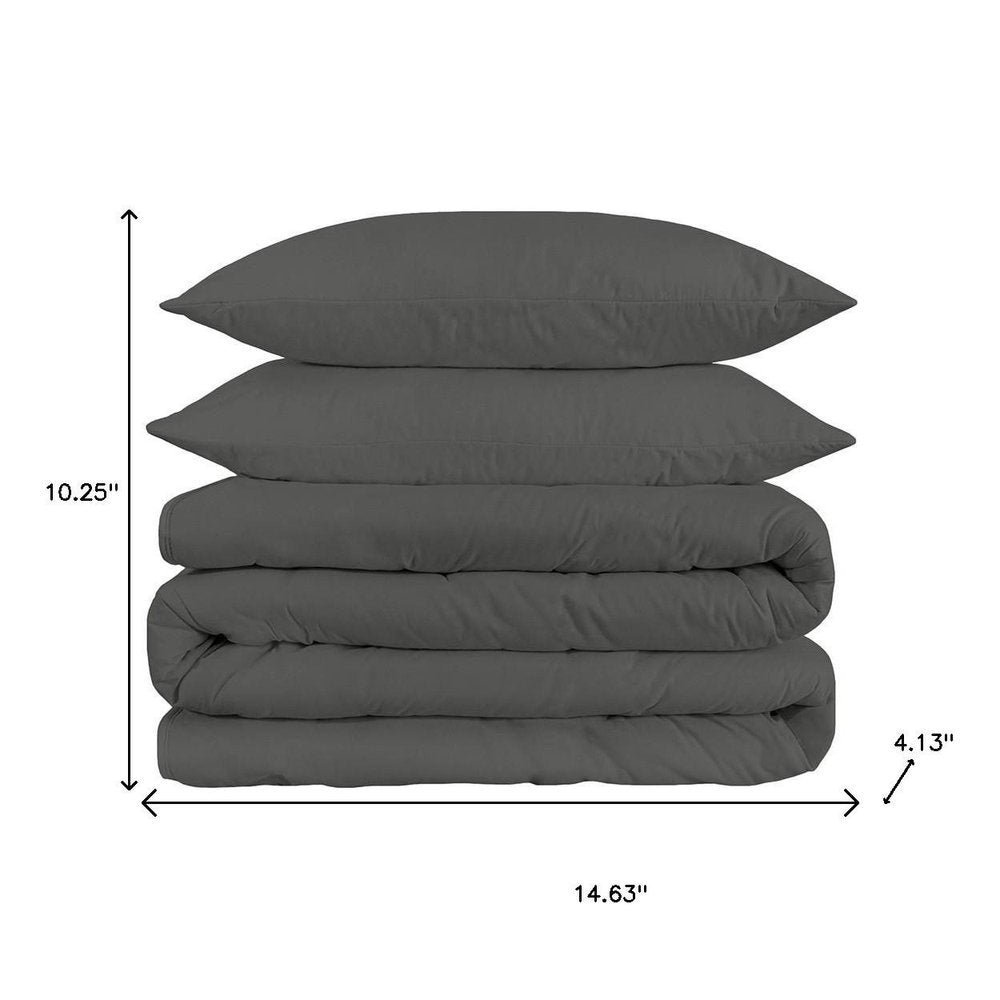 Gray King Cotton Blend 1500 Thread Count Washable Duvet Cover Set