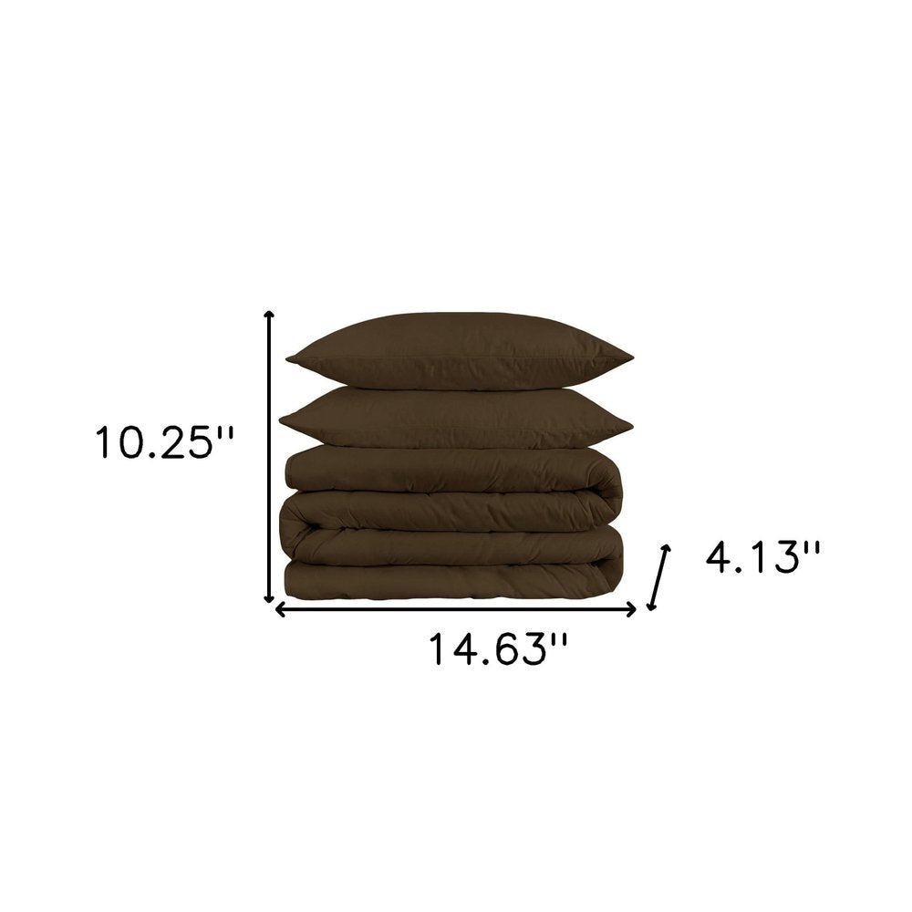 Dark Brown King Cotton Washable Duvet Cover Set