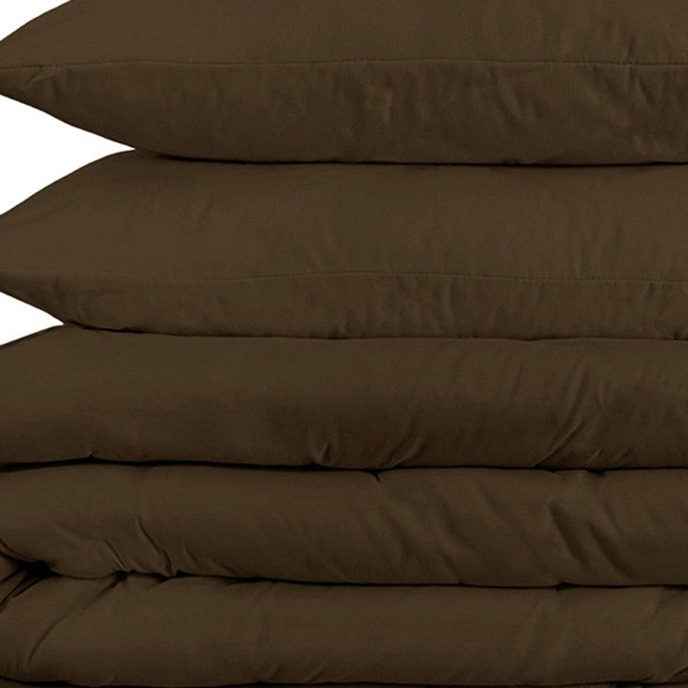 Dark Brown King Cotton Blend 1500 Thread Count Washable Duvet Cover Set