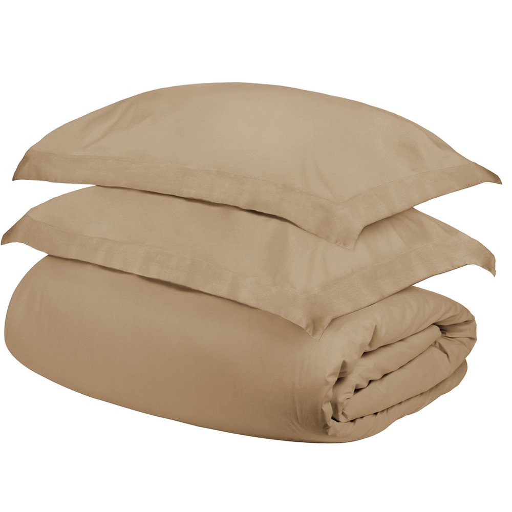 Tan Queen Cotton Washable Duvet Cover Set