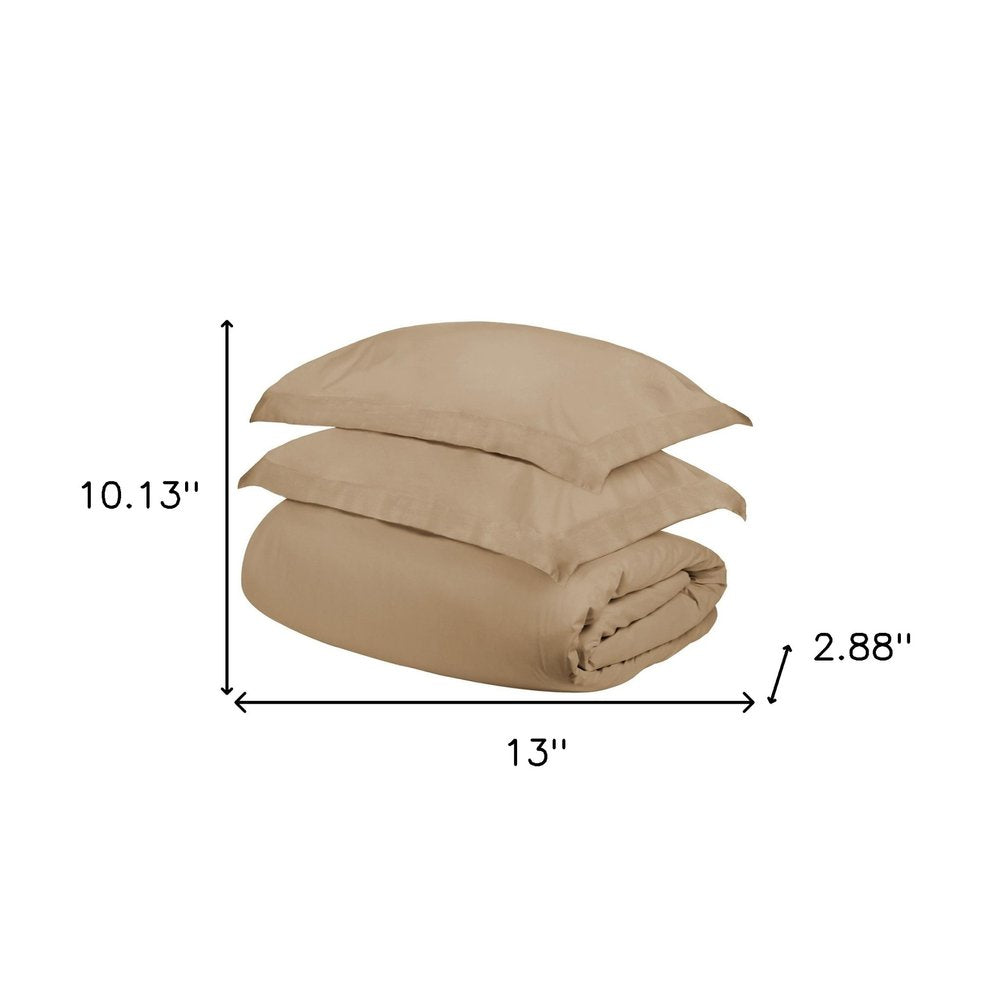 Tan Queen Cotton Washable Duvet Cover Set