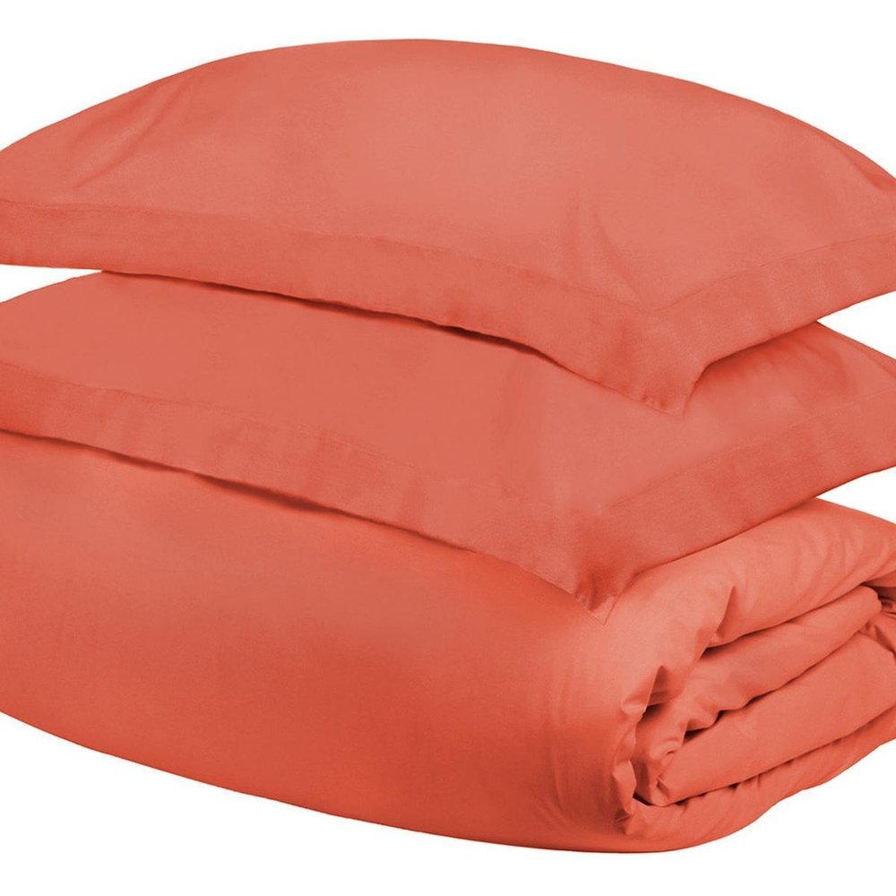 Coral Twin Cotton Washable Duvet Cover Set