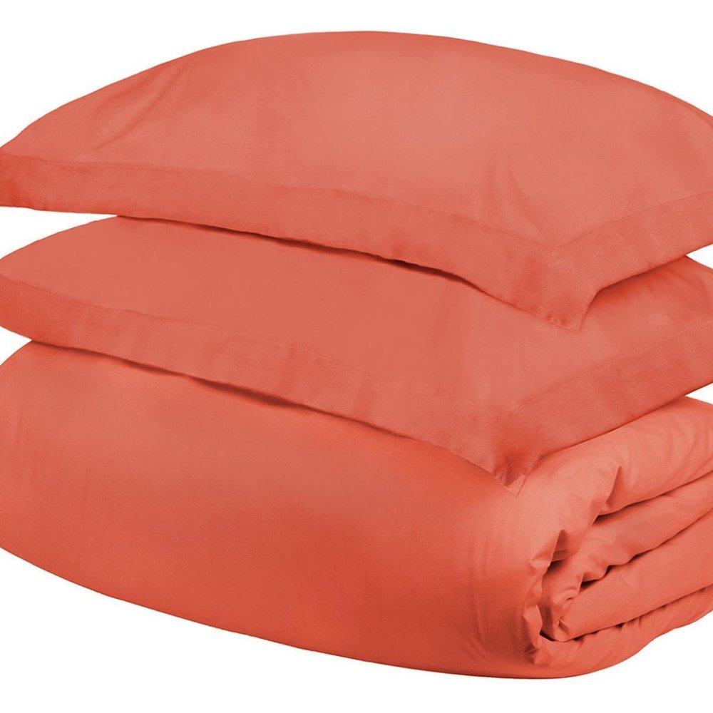 Coral Twin Cotton Washable Duvet Cover Set