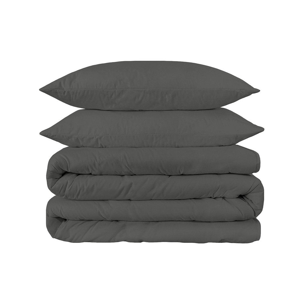 Gray Twin Cotton Washable Duvet Cover Set