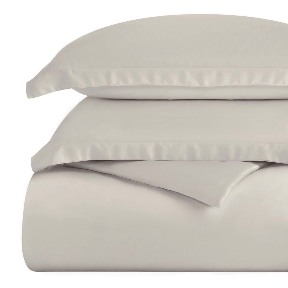 Light Gray Twin Cotton Washable Duvet Cover Set