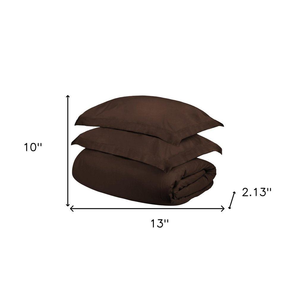 Dark Brown Twin Cotton Washable Duvet Cover Set
