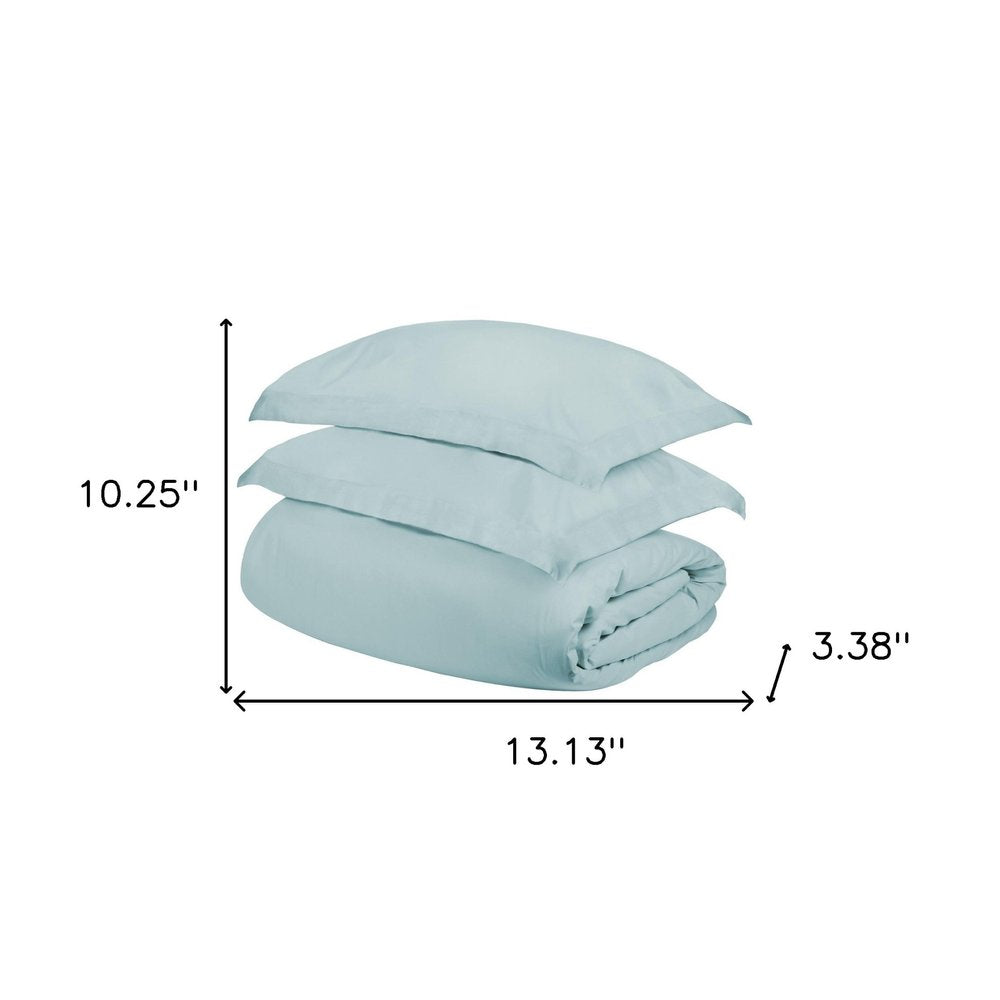 Light Blue Queen Cotton Washable Duvet Cover Set