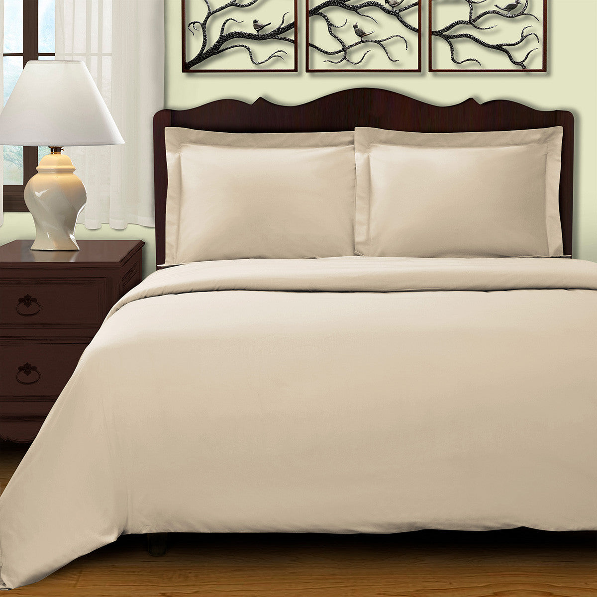 Ivory Twin Cotton Blend 400 Thread Count Washable Duvet Cover Set