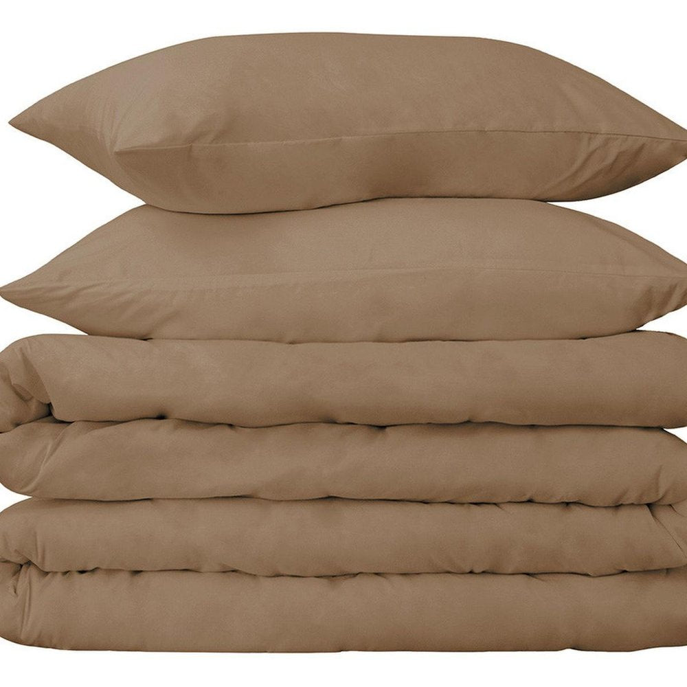 Taupe Queen Cotton Washable Duvet Cover Set