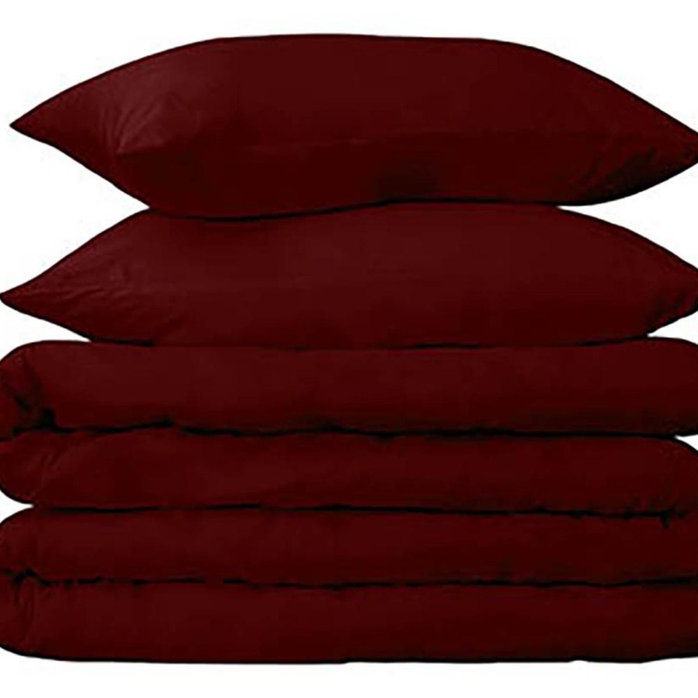 Burgundy King Cotton Washable Duvet Cover Set