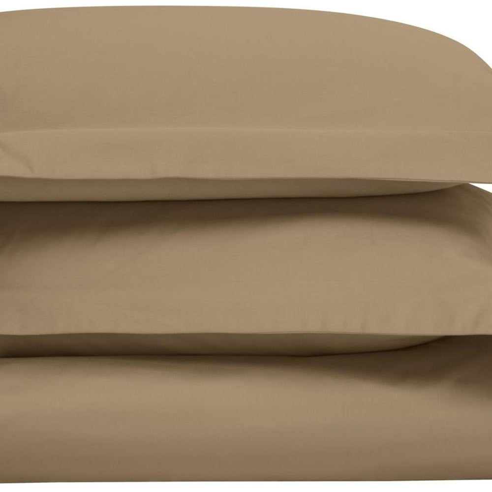 Taupe King Cotton Blend Washable Duvet Cover Set