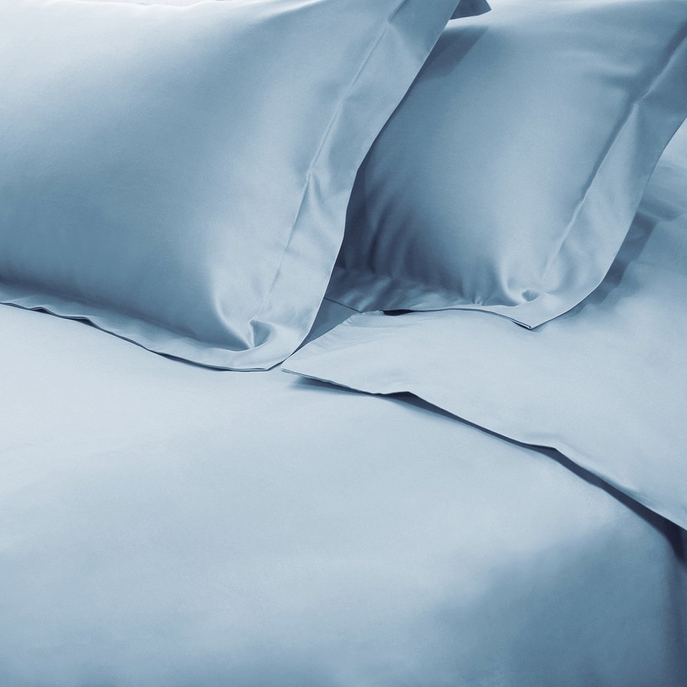 Baby Blue Twin Cotton Washable Duvet Cover Set With Sham