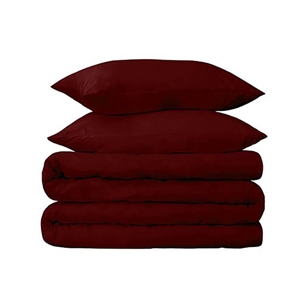 Burgundy Twin Cotton Washable Duvet Cover Set