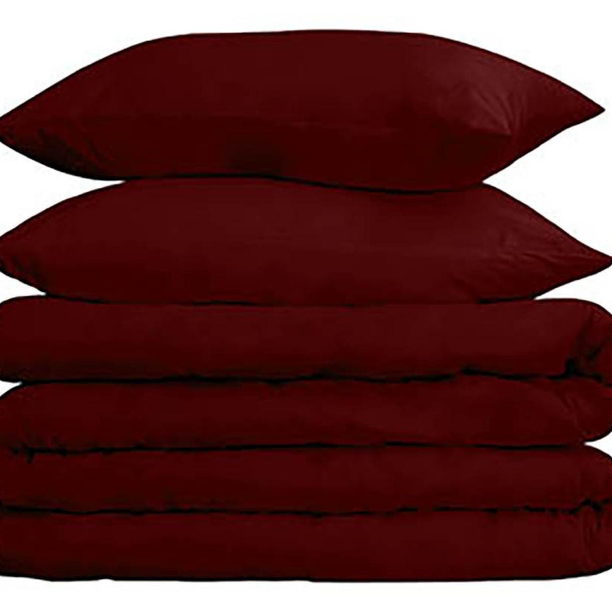 Burgundy Twin Cotton Washable Duvet Cover Set