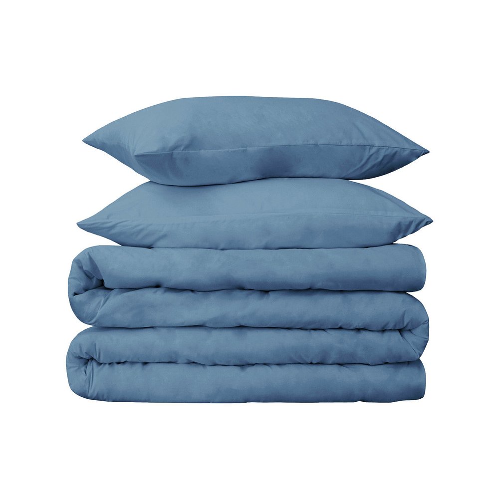 Blue Twin Cotton Washable Duvet Cover Set With Sham