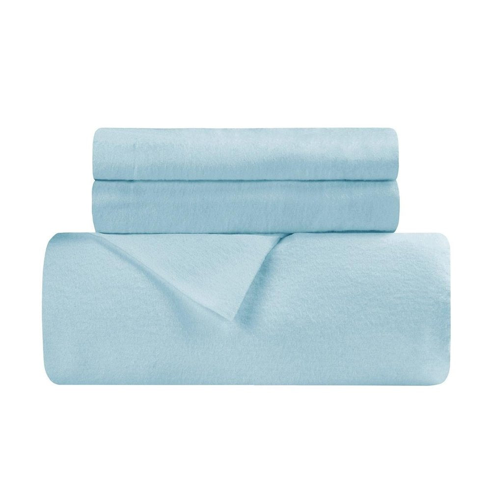Light Blue King Cotton Blend 0 Thread Count Washable Duvet Cover Set