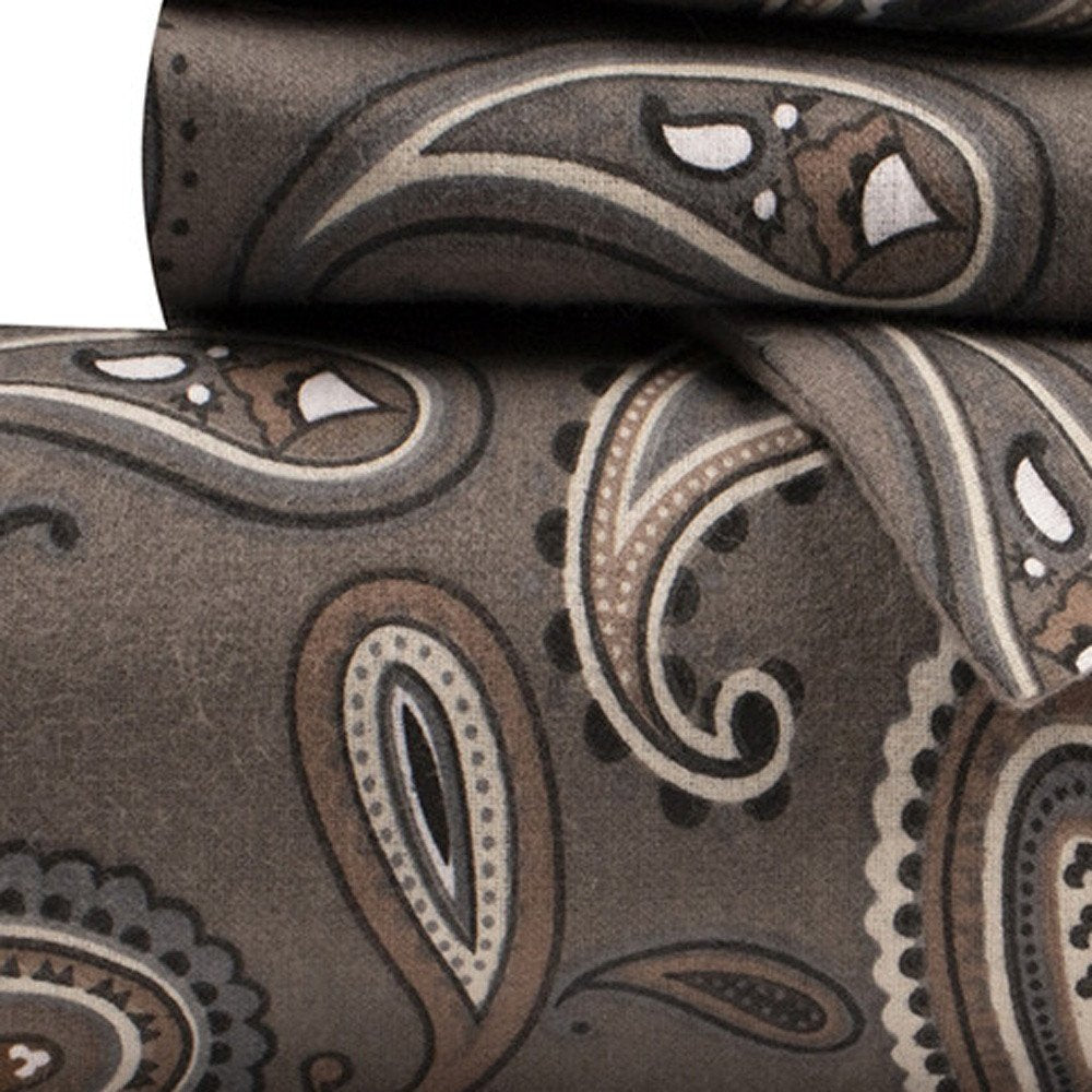 Brown Gray And Ivory King Flannel Washable Duvet Cover Set With Two Shams