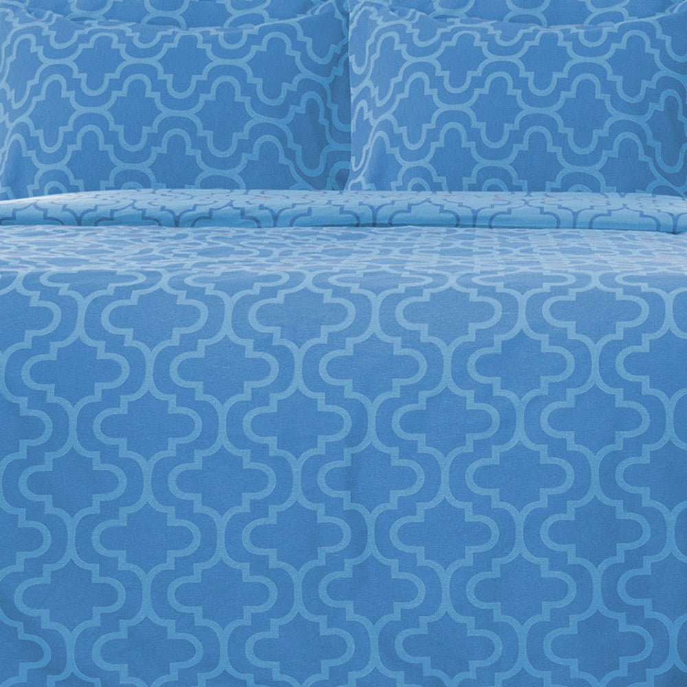 Light Blue King Cotton Blend Thread Count Washable Duvet Cover Set