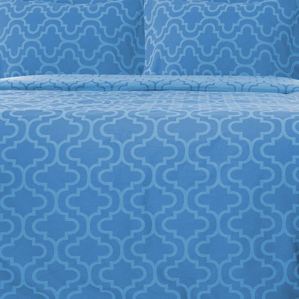 Light Blue King Flannel Washable Duvet Cover Set