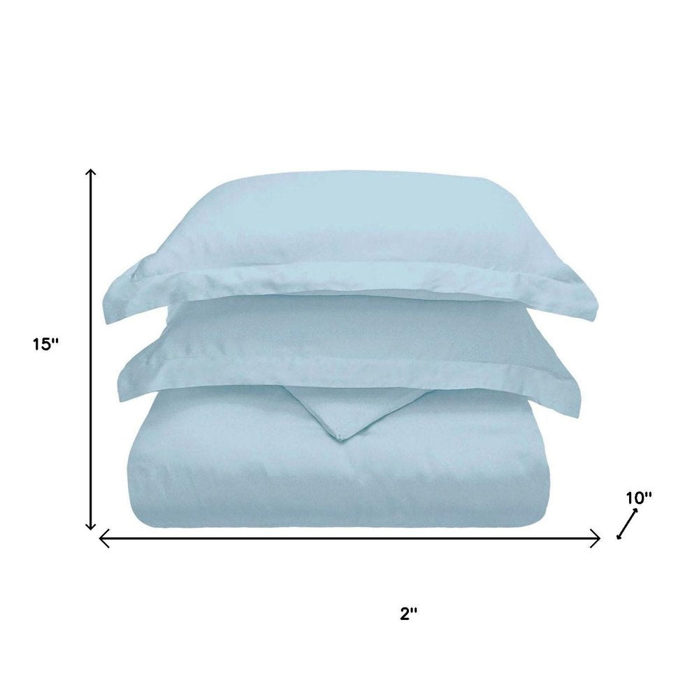 Light Blue Queen Modal Washable Duvet Cover Set With Two Shams