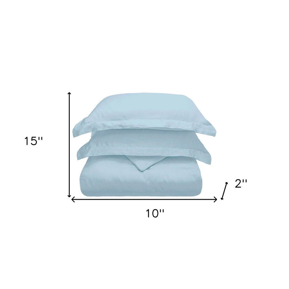 Light Blue King Modal Washable Duvet Cover Set With Two Shams