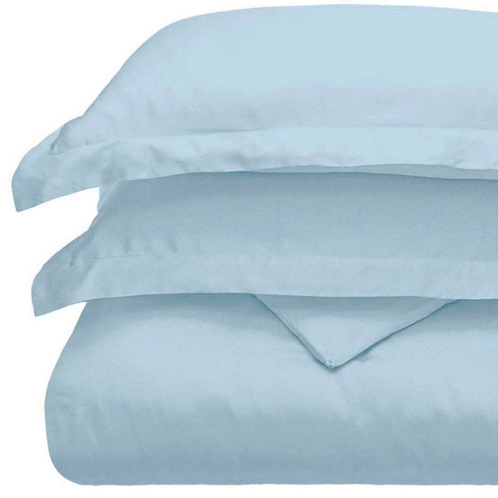 Light Blue King Modal Washable Duvet Cover Set With Two Shams