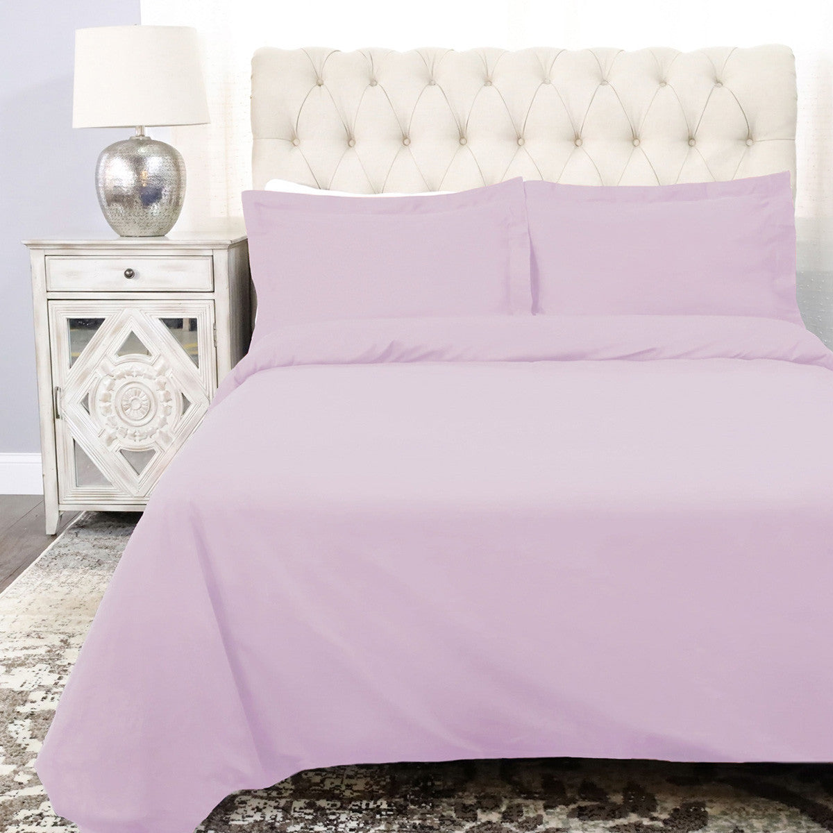 Lilac Queen 100% Cotton 300 Thread Count Washable Duvet Cover Set