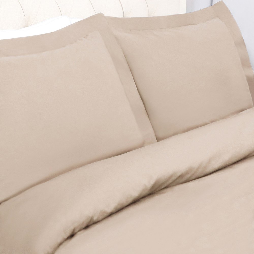 Tan Queen Cotton Washable Duvet Cover Set With Two Shams